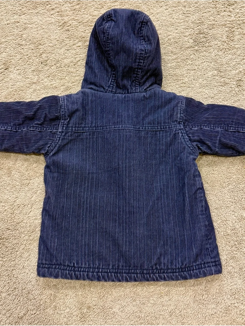 Old Navy Toddler Corduroy Hooded Toggle Coat Jacket Navy Blue 12-18 Months